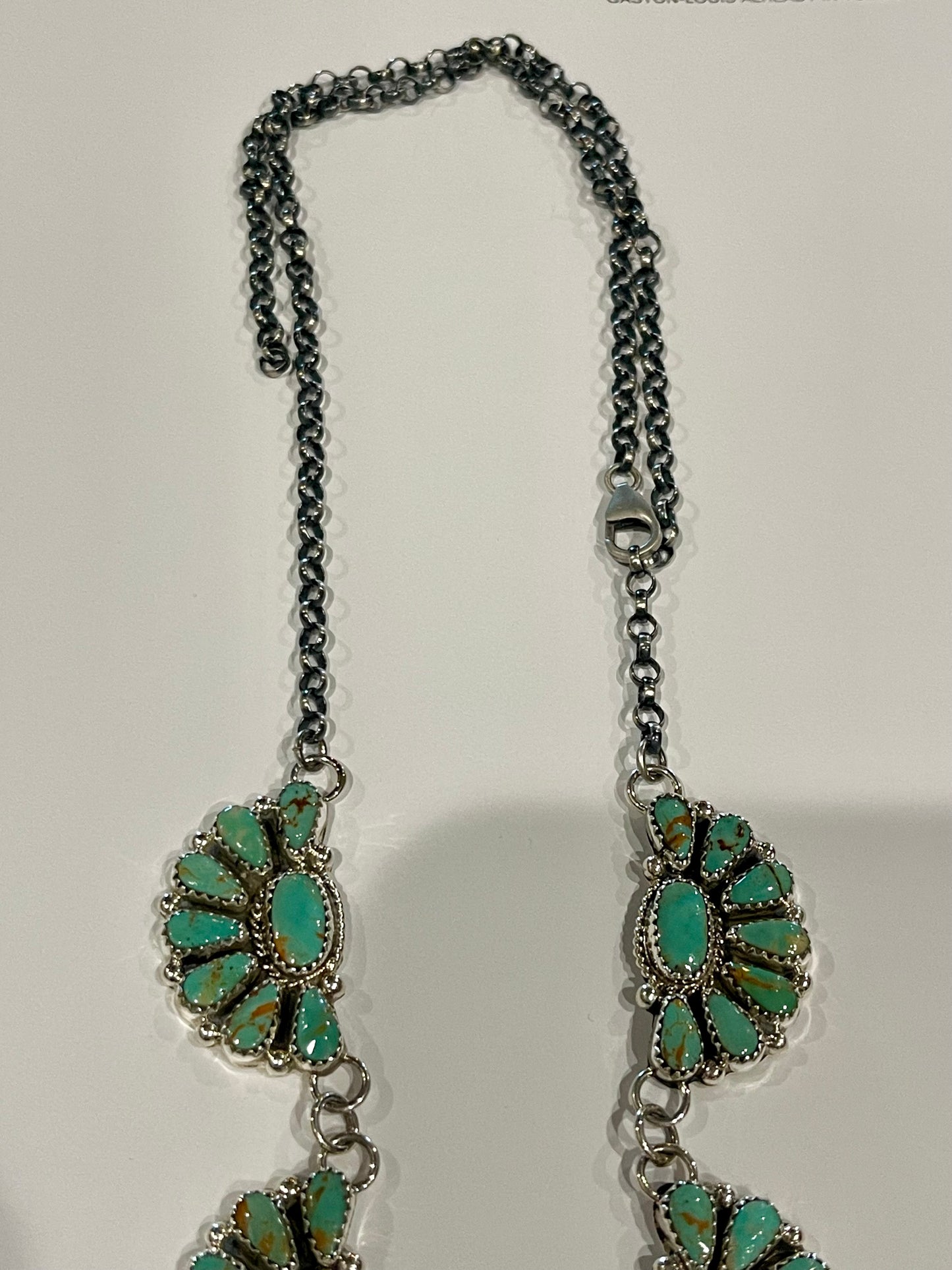 Kingman Turquoise Half Cluster Lariat Style Necklace