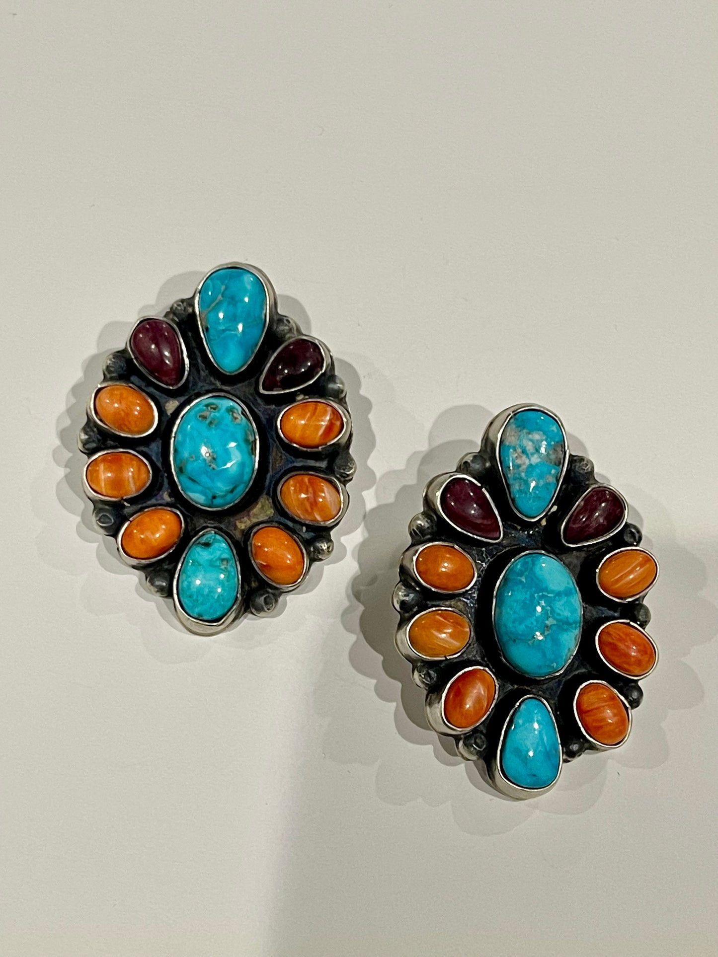 Multi stone large cluster earrings