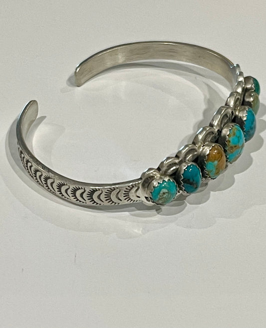 Multi Stone Turquoise Stamped Cuff