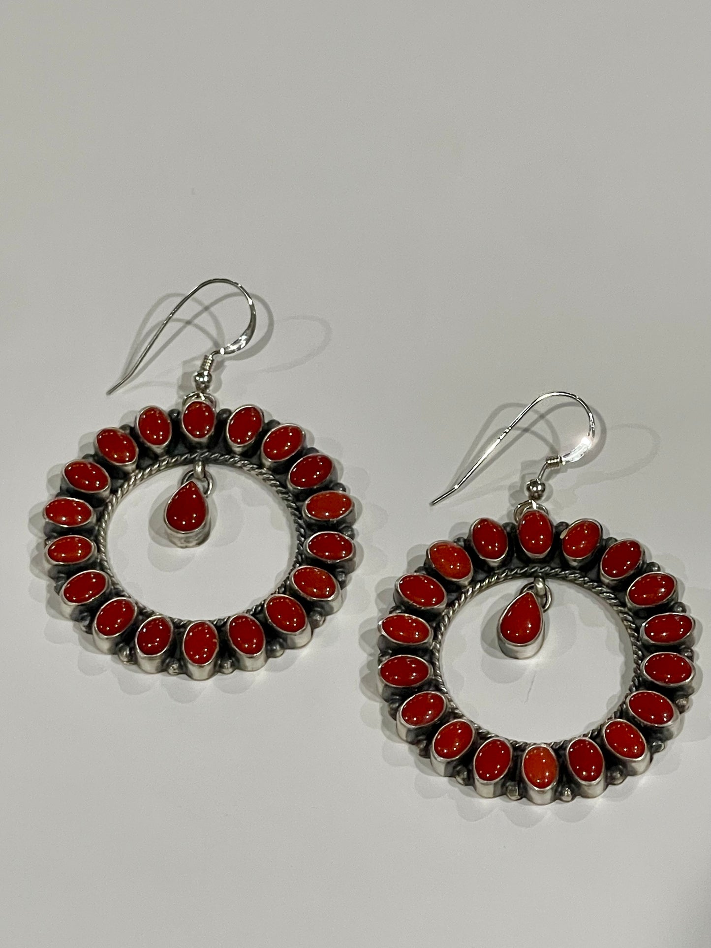 Red Coral Infinity Dangle Hoops