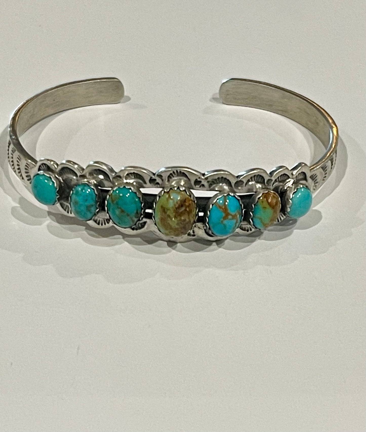 Multi Stone Turquoise Stamped Stacker Cuff