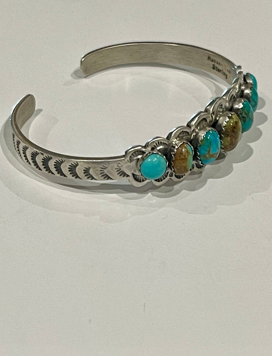 Multi Stone Turquoise Stamped Stacker Cuff