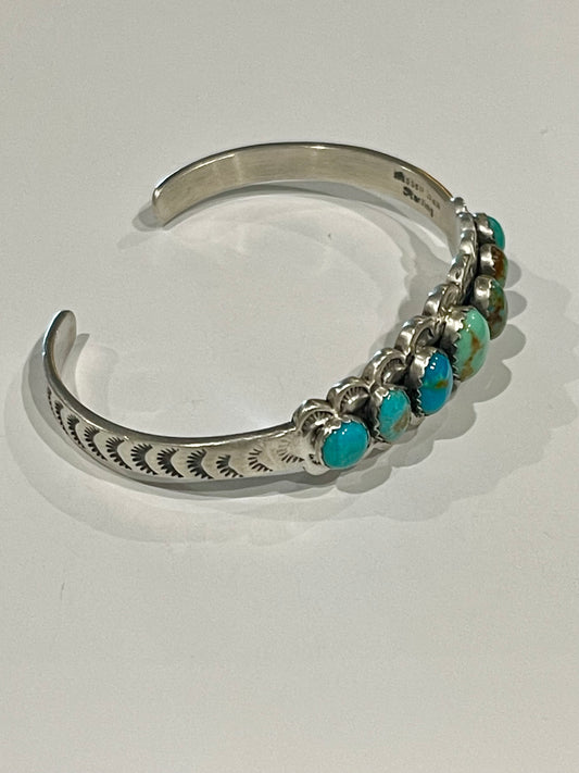 Multi Stone Turquoise Stamped Stacker Cuff