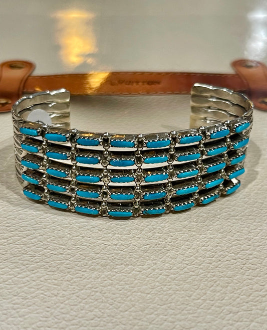 Turquoise Needlepoint Cuff