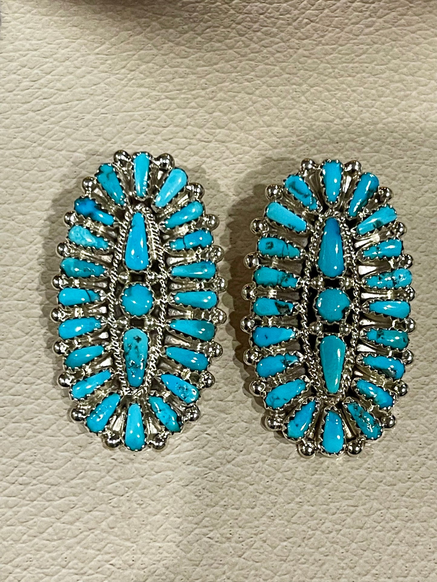 Large Turquoise Oval Cluster Earrings