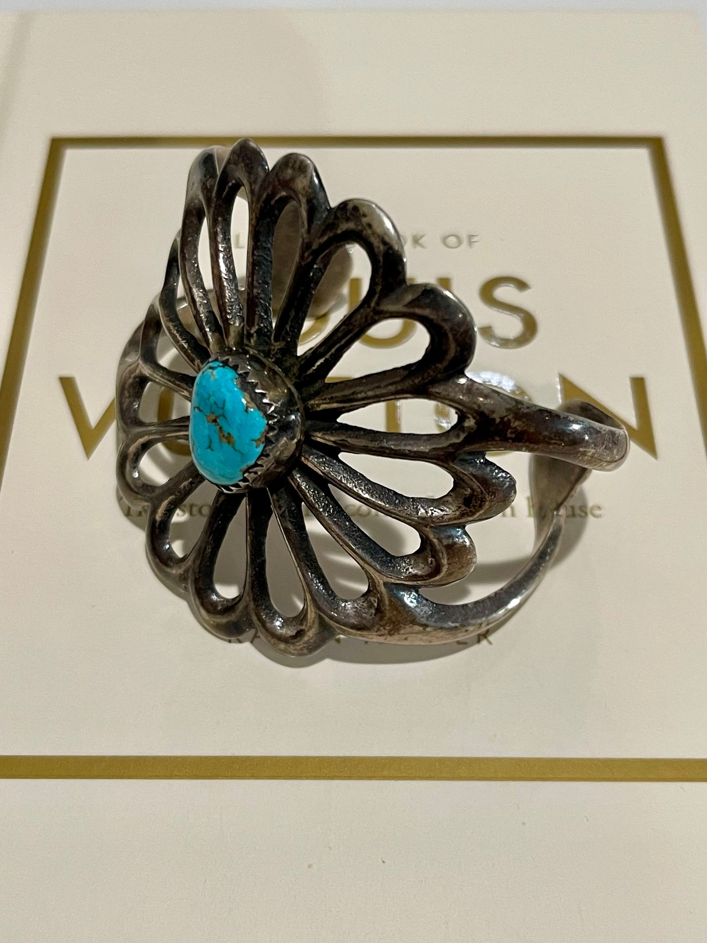 Vintage Sandcast Turquoise Cuff