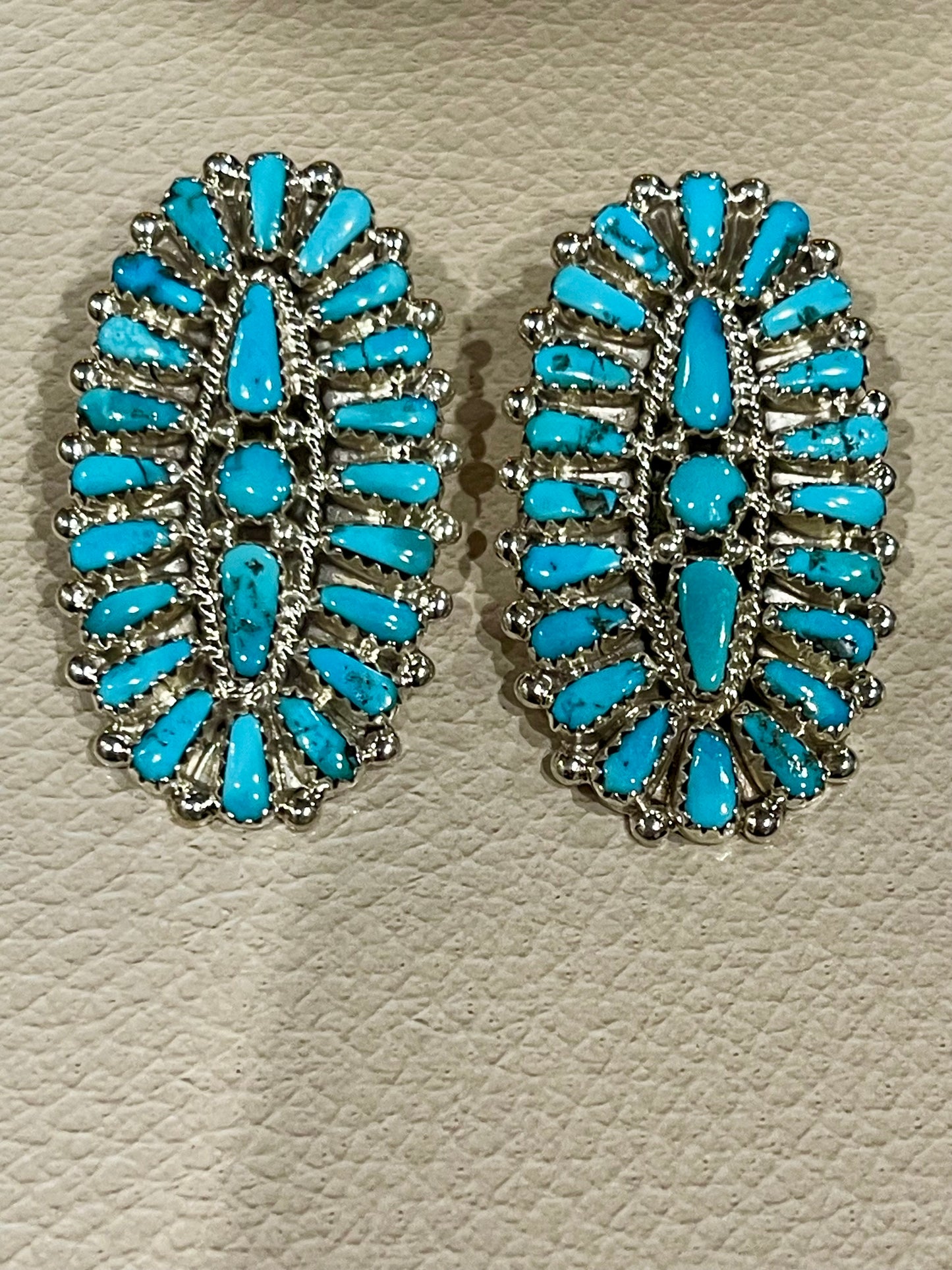 Large Turquoise Oval Cluster Earrings