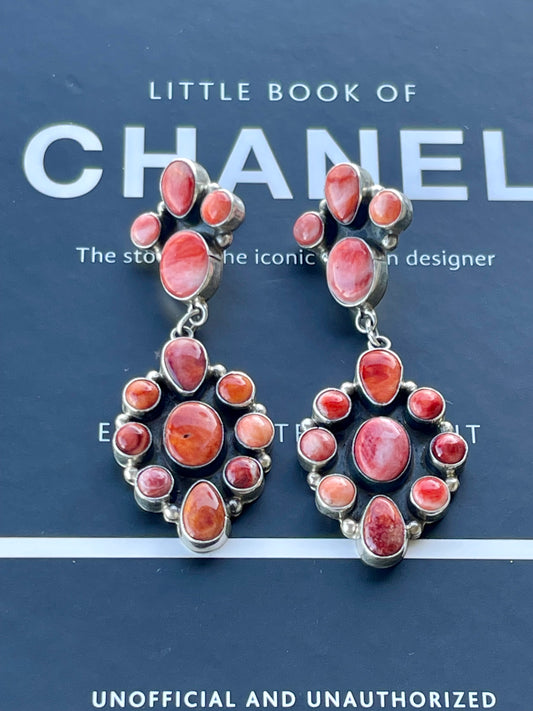 Beautiful Red Spiny Cluster Earrings