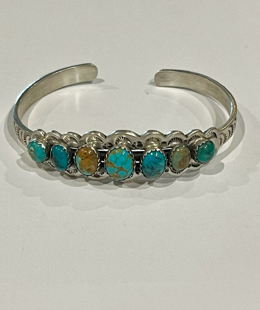 Multi Stone Turquoise Stamped Cuff