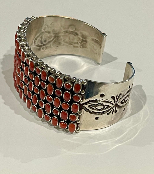 Red Coral Multi Stone Statement Cuff