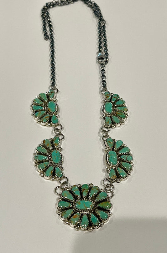 Kingman Turquoise Half Cluster Lariat Style Necklace