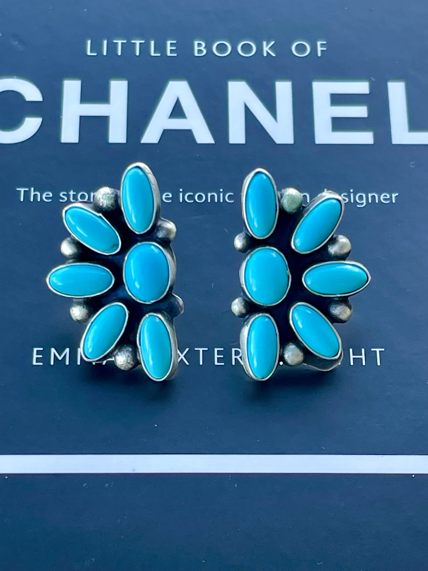 Turquoise Half Cluster Earrings