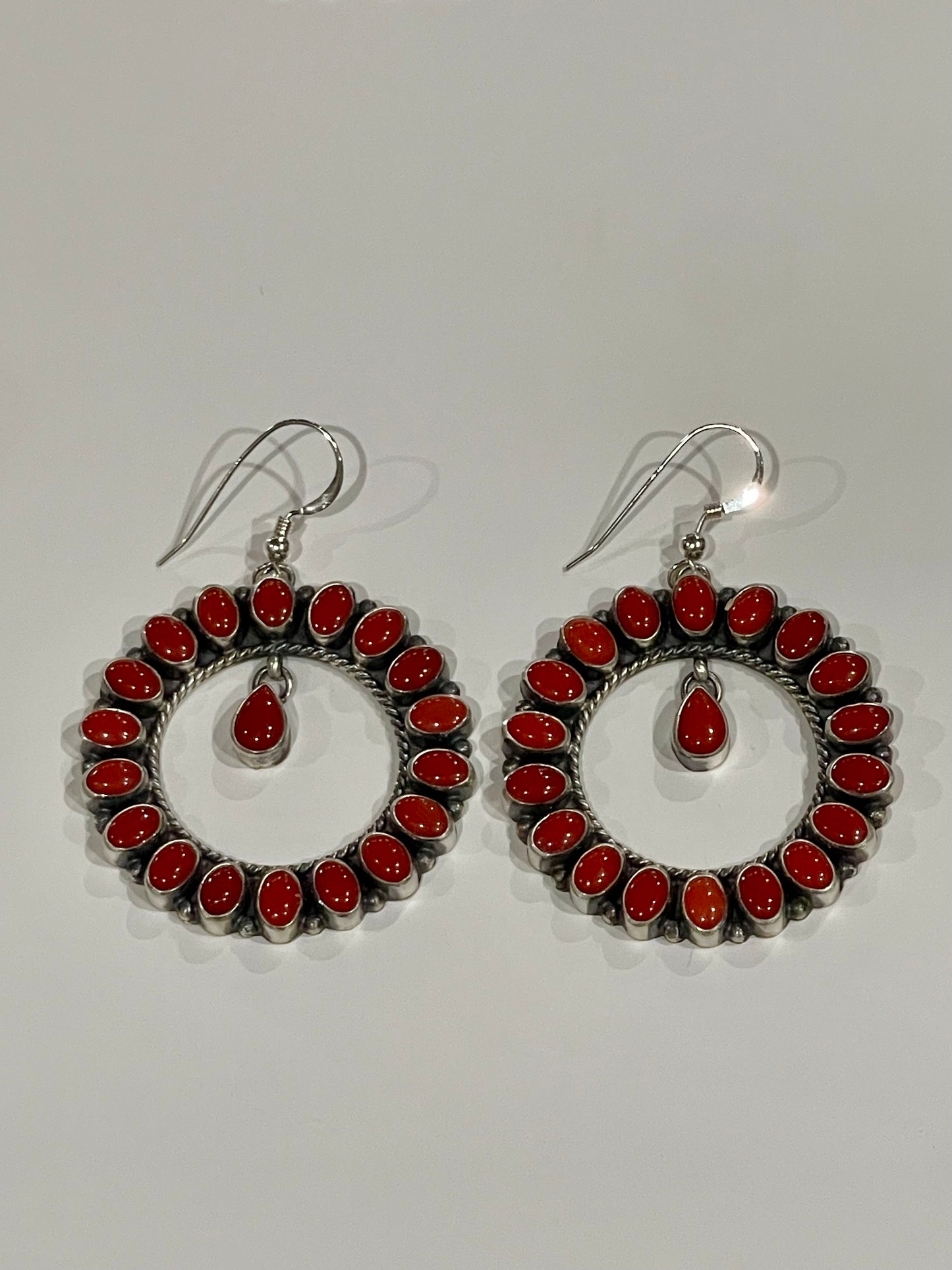 Red Coral Infinity Dangle Hoops